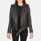 Xapum Brown Leather Biker Jacket